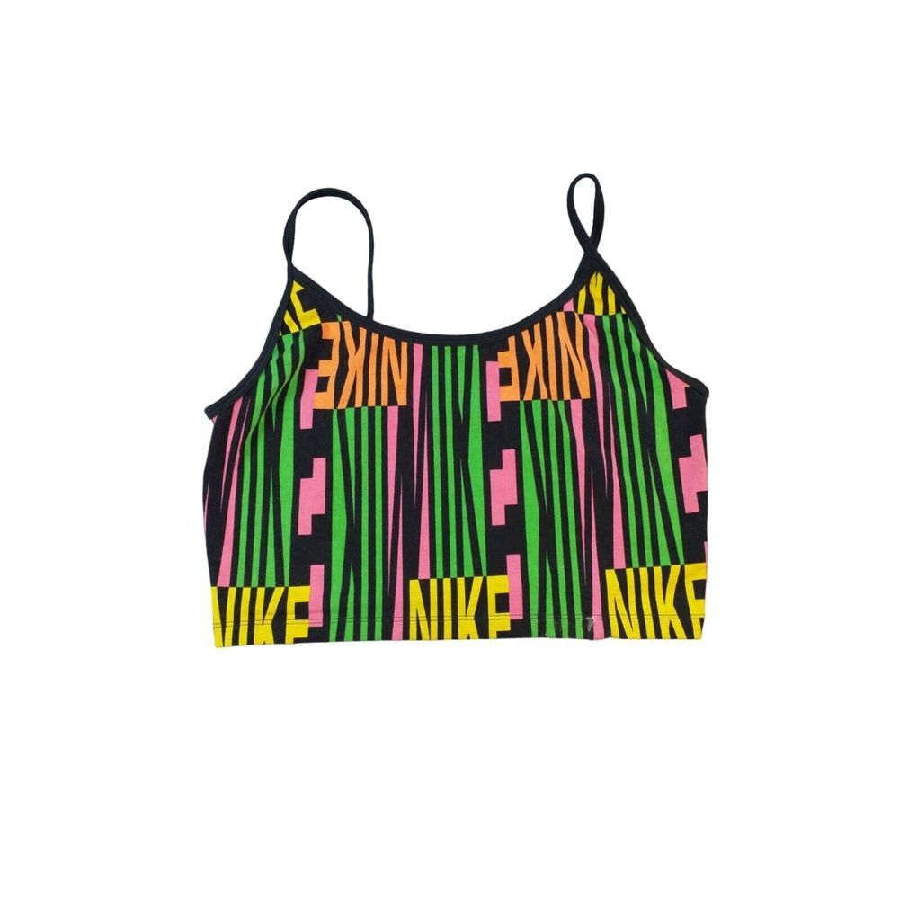 Nike Peace Pack Crop Tank Top Women Sz M Multicolor‎ Logo Summer Gym Workout